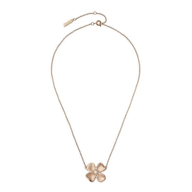 Dogwood Flower Carnation Gold Pendant Necklace
