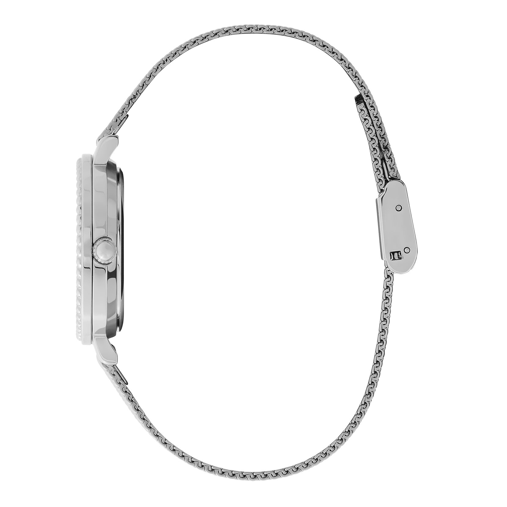 Montre Vintage Perlée avec Bracelet en Maille Argent 30 mm