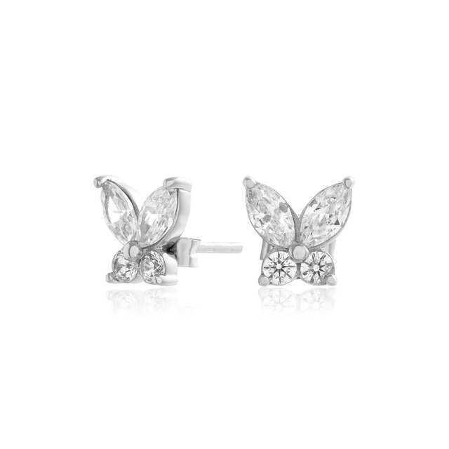 Clous d’oreilles Sparkle Butterfly Marquise Butterfly argent