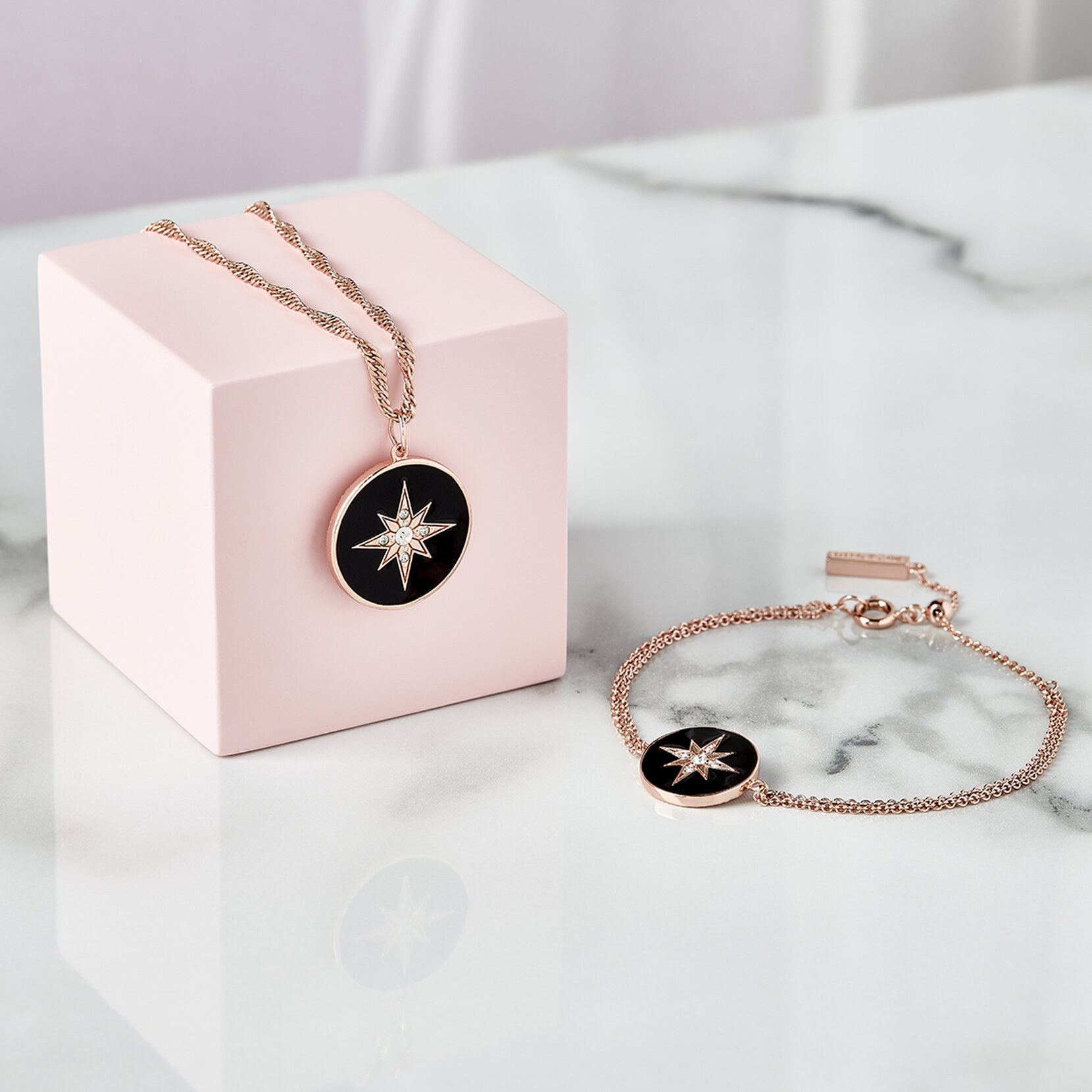 Bracelet Celestial noir et or rose