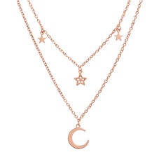 Collier double Celestial croissant de lune et étoile or rose