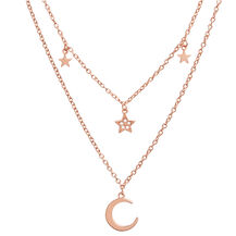 Rose Gold Moon & Star Double Chain Necklace