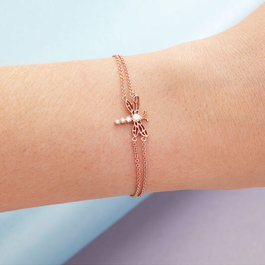 Dancing Dragonfly Chain Bracelet Rose Gold