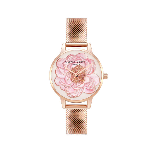 Montre Blossom à cadran Midi et bracelet milanais or rose