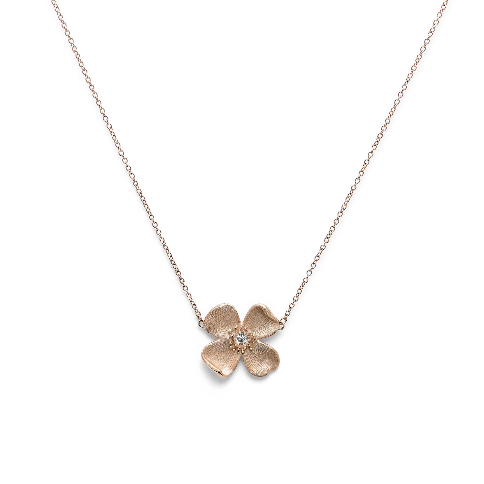 Dogwood Flower Carnation Gold Pendant Necklace