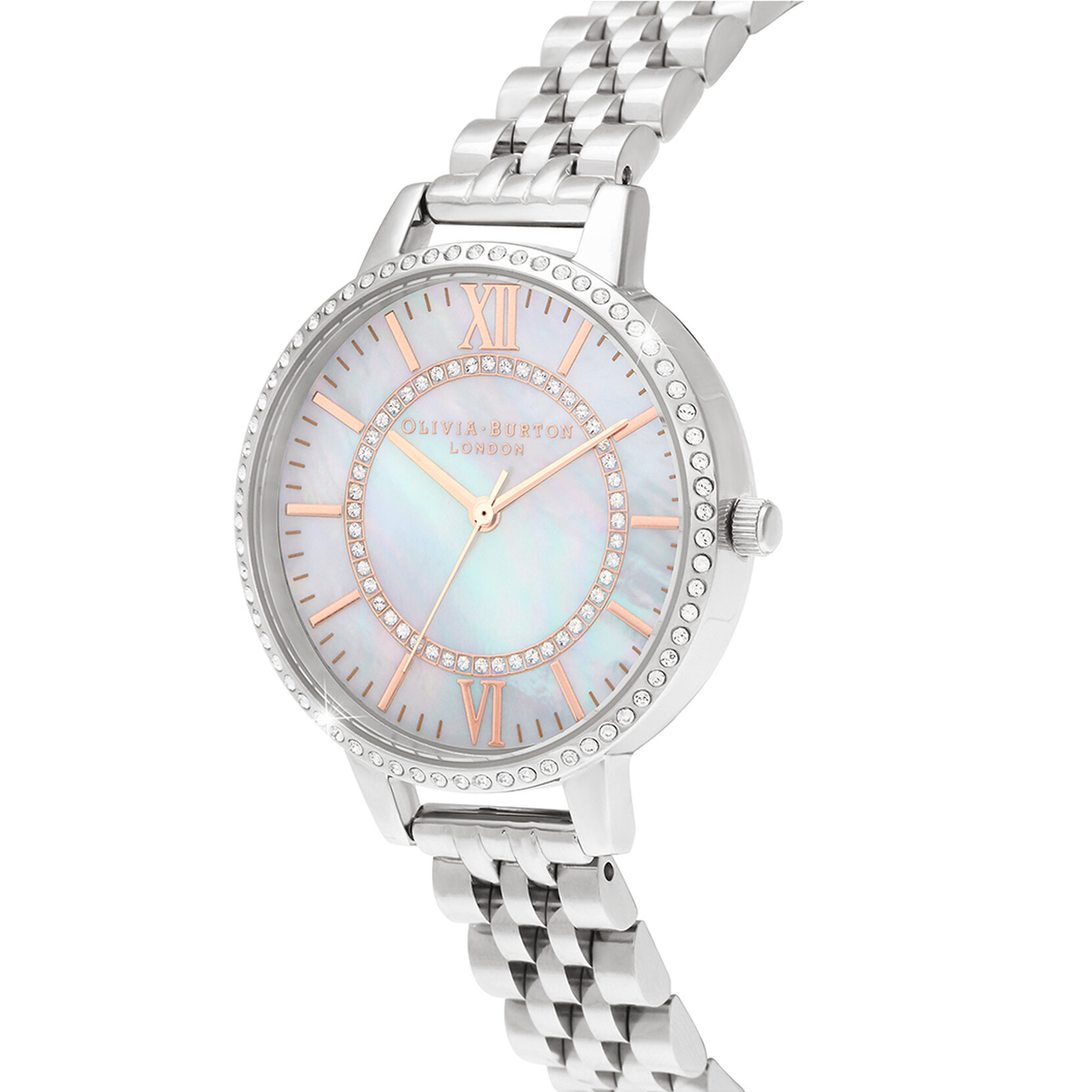 34mm White & Silver Bracelet Watch