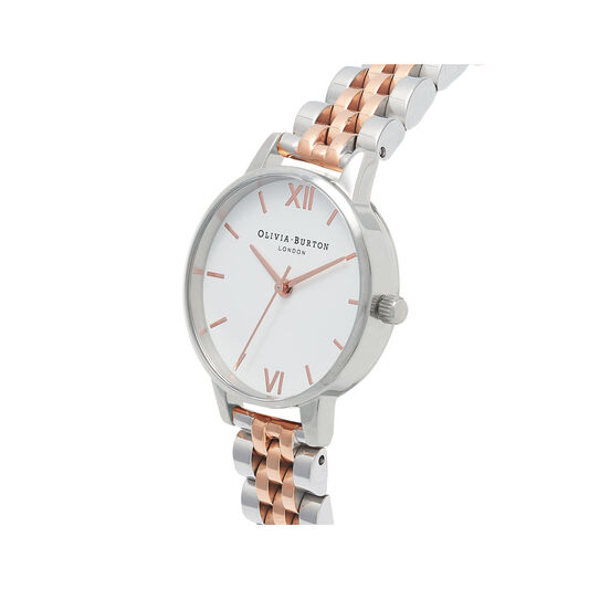 White Dial Silver & Rose Gold Bracelet Watch
