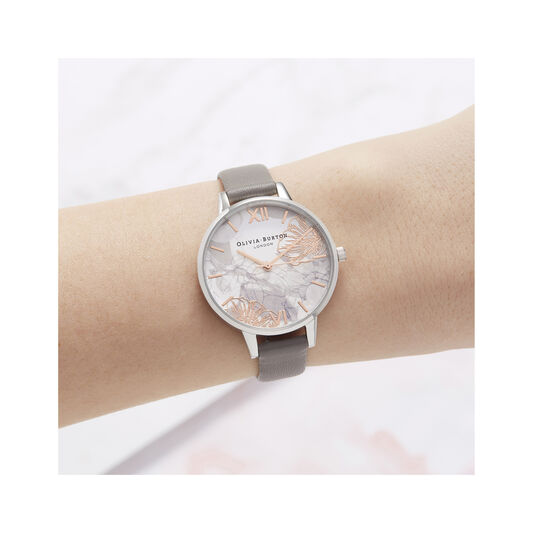Abstract Florals Grey & Silver Watch