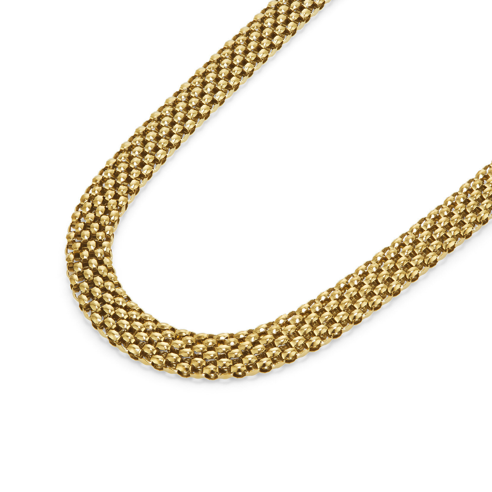 Collier Chequerboard Link plaqu&eacute; or
