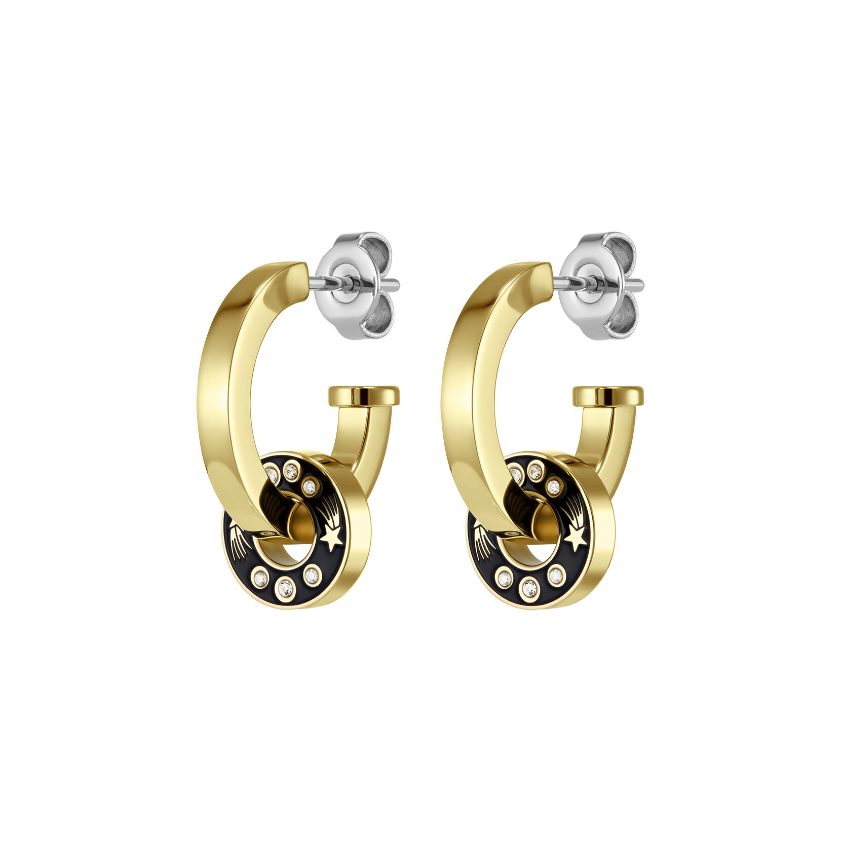 Créoles Shooting Star Onyx & Or plaqué