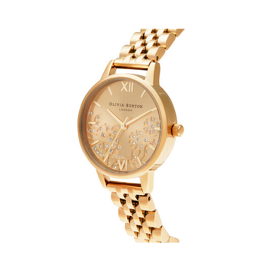 Bejewelled Lace Gold Watch