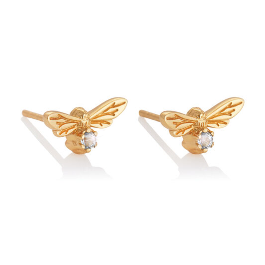 Celebration Stones Celebration Bee Studs Gold & Aquamarine (March)