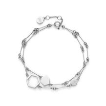 Bracelet Double Cha&icirc;ne Honeycomb Argent