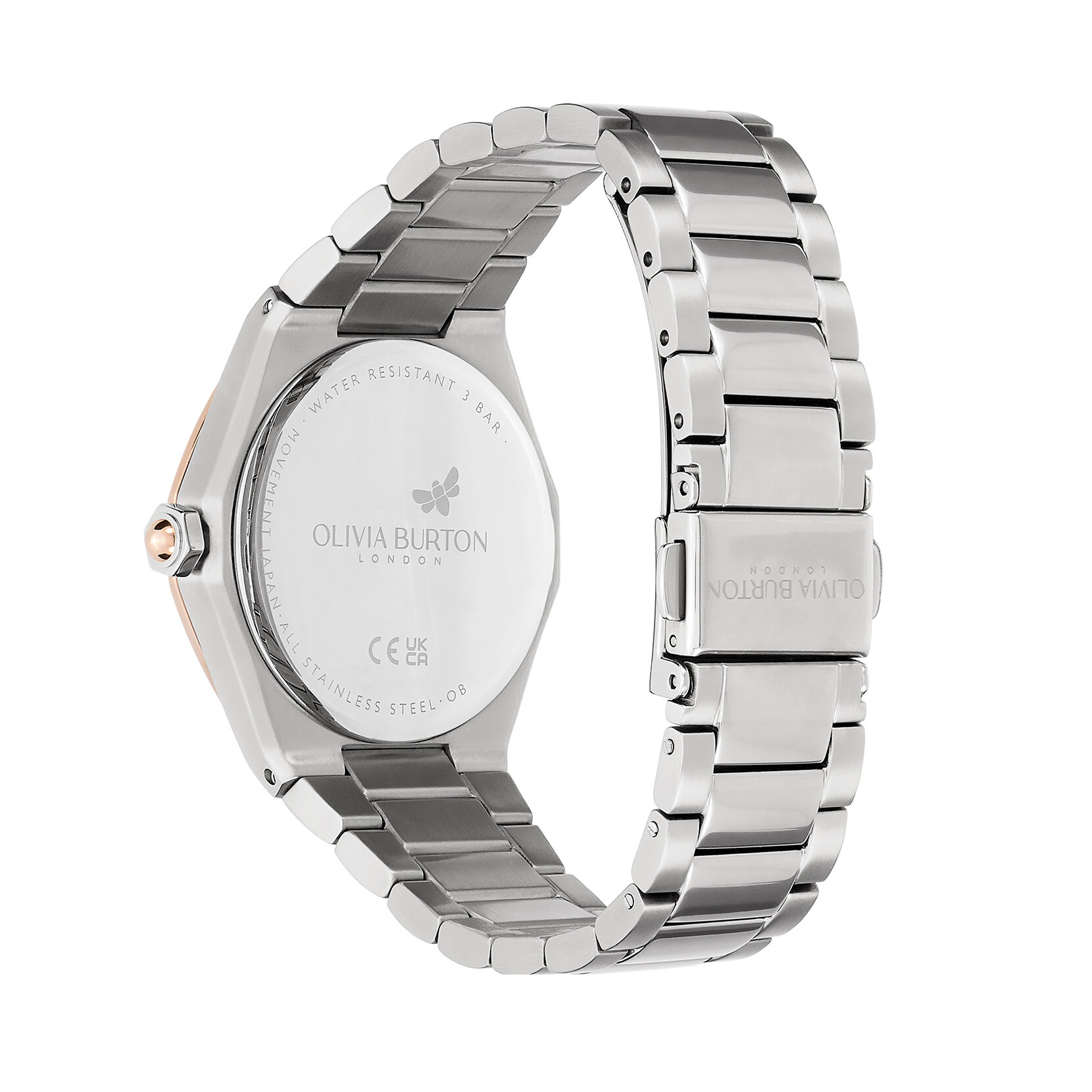 33mm Hexa White, Carnation Gold & Silver Bracelet Watch