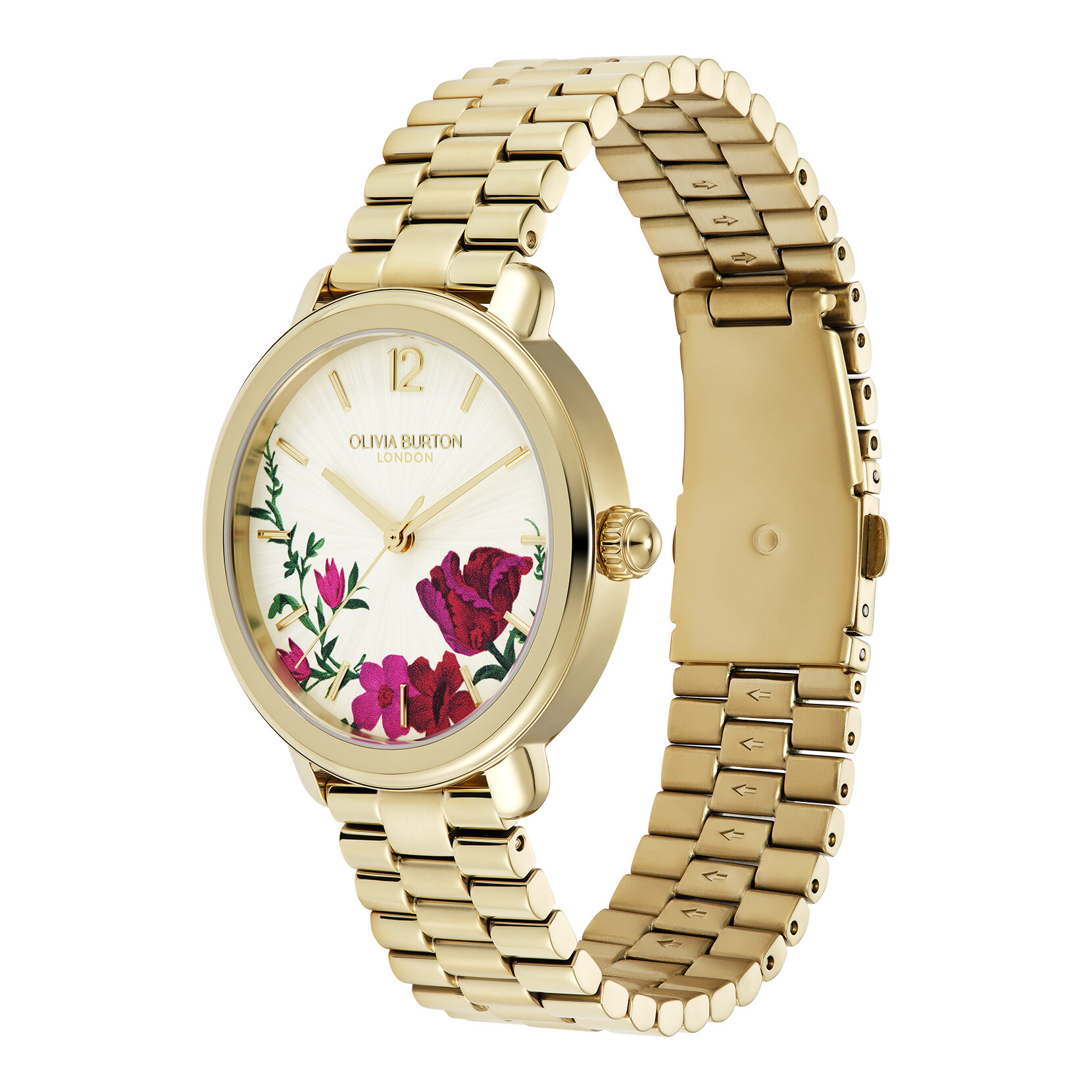 Bracelet de Montre Vintage Floral 36mm Or