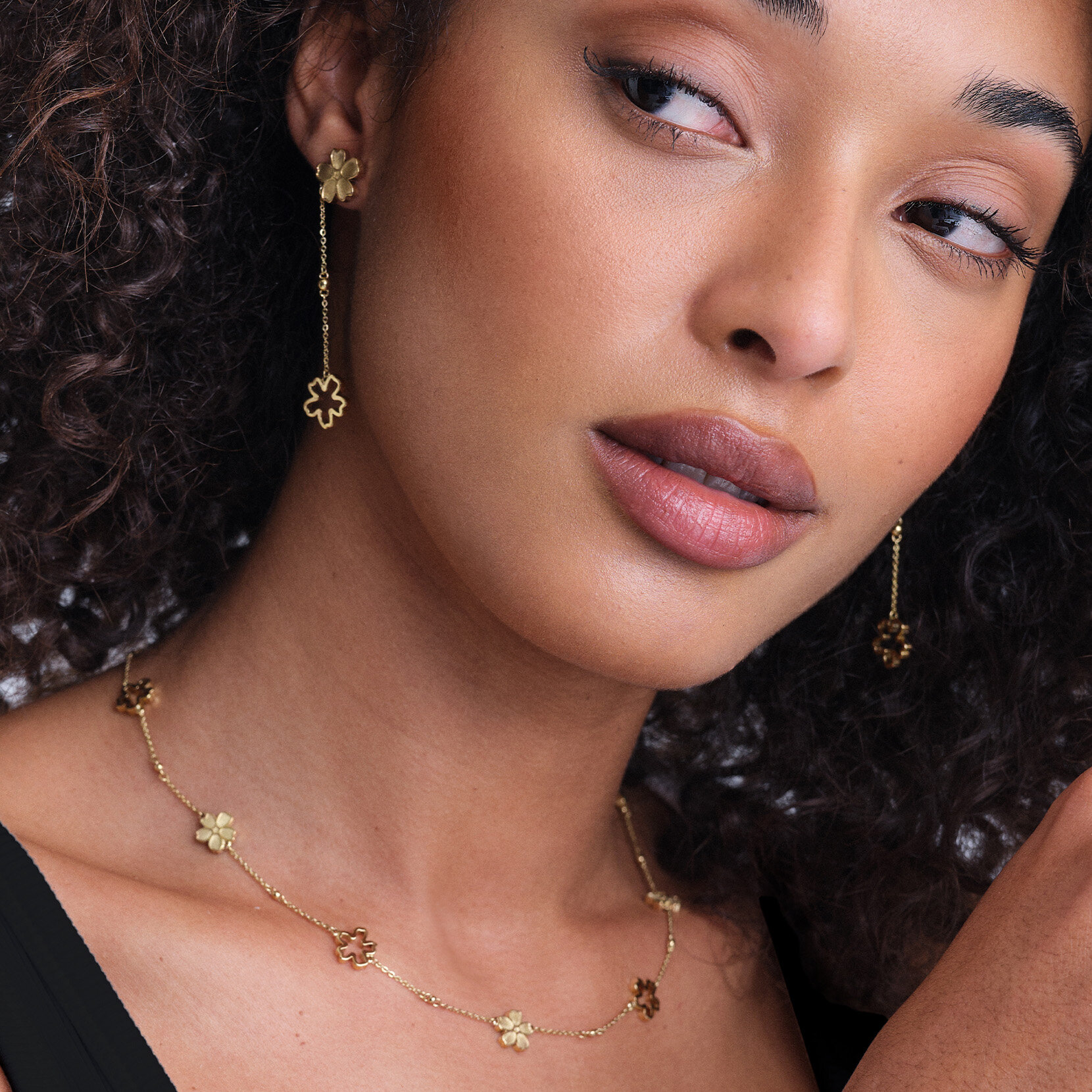 Forget Me Not Floral Gold Plated Necklace