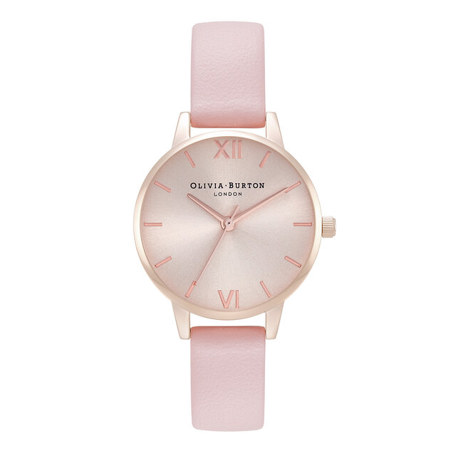 30mm Rose Gold & Pink Leather Strap Watch