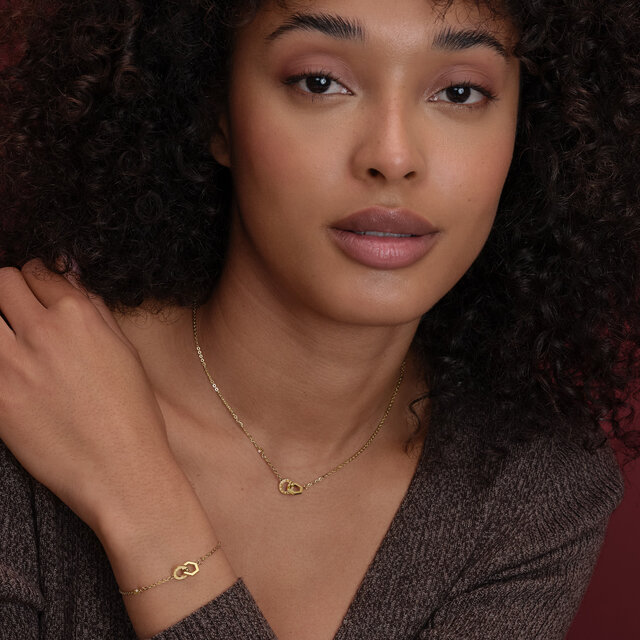 Ensemble Cadeau Bracelet et Collier Hex Interlink Plaqué Or