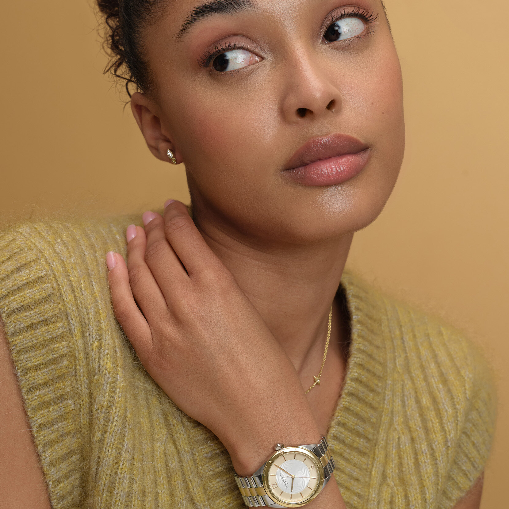 Montre Swirled Blanche et Bracelet Bicolore 36 mm