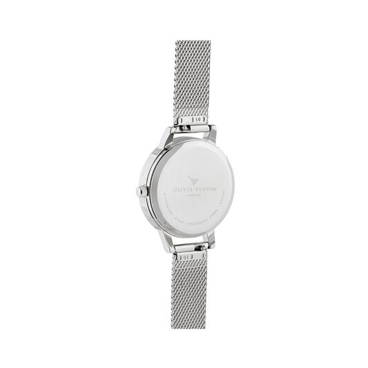 Bejewelled Florals Silver Mesh Watch