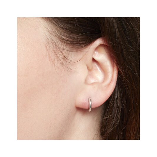 Silver Huggie Hoop Earrings