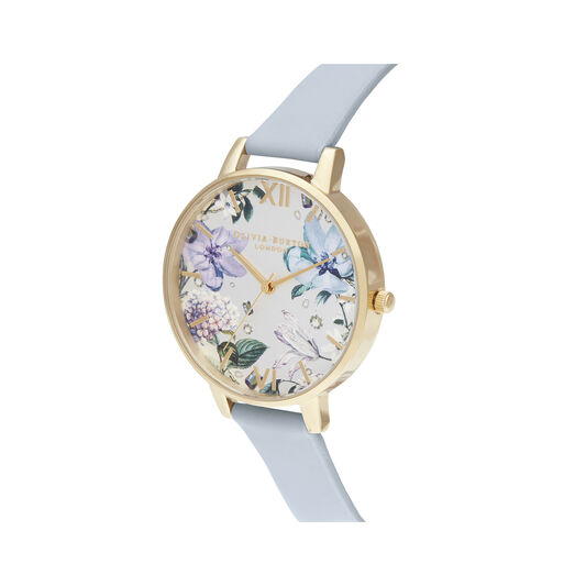 Bejewelled Florals Big Dial Chalk Blue & Gold