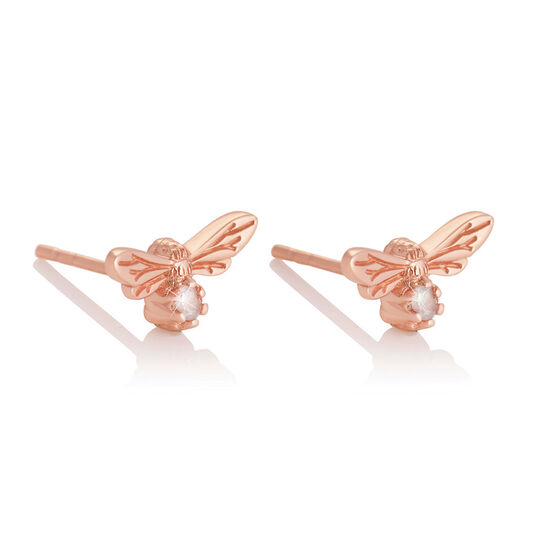 Celebration Stones Celebration Bee Studs Rose Gold & Rose Quartz (October)