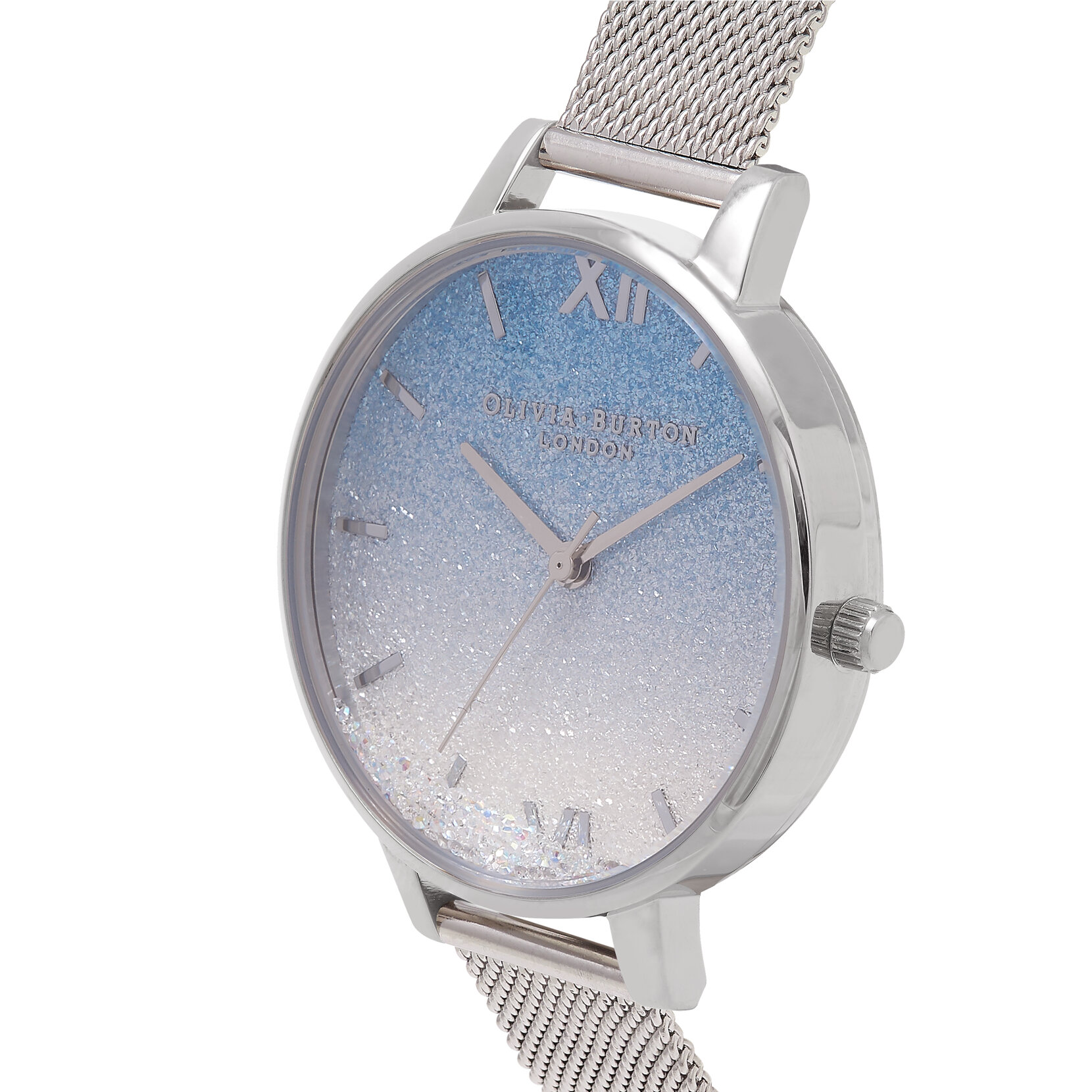 34mm Blue & Silver Mesh Watch