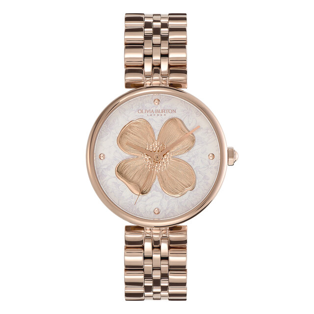 36mm Dogwood T-Bar White & Carnation Gold Bracelet Watch