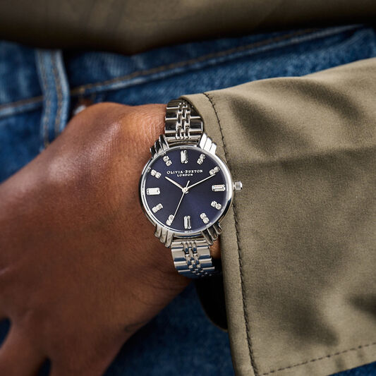 30mm Blue & Silver Bracelet Watch