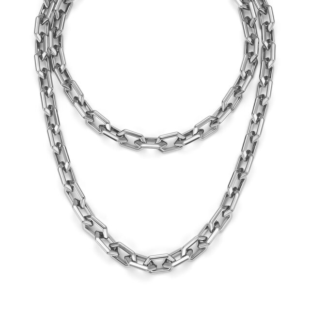 Collier Maillon G&eacute;om&eacute;trique Nid d'abeille Argent&eacute;