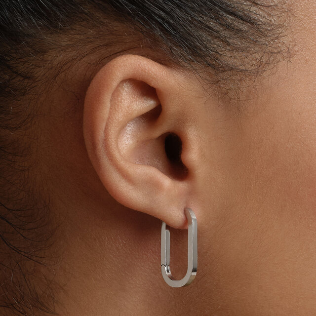 Boucles d'Oreilles Créoles Soft Square Argent