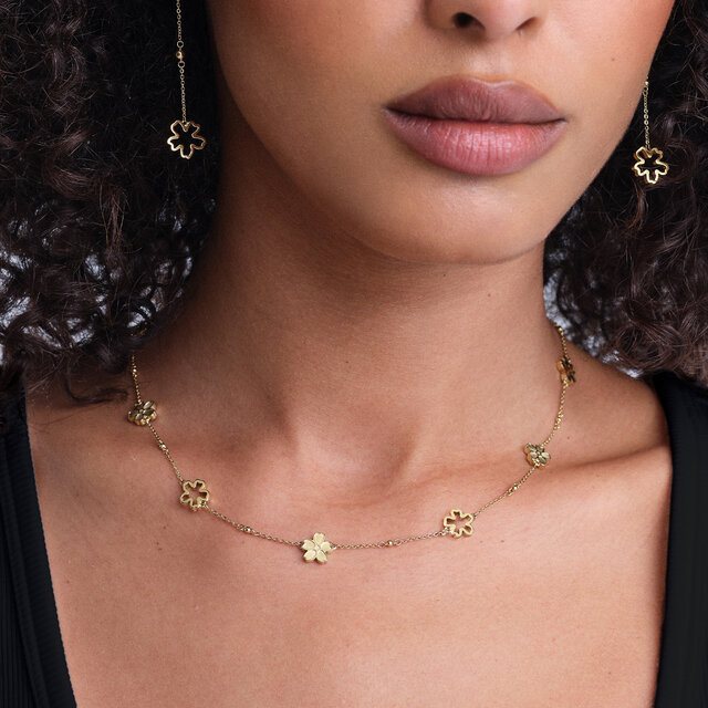 Forget Me Not Floral Gold Plated Necklace