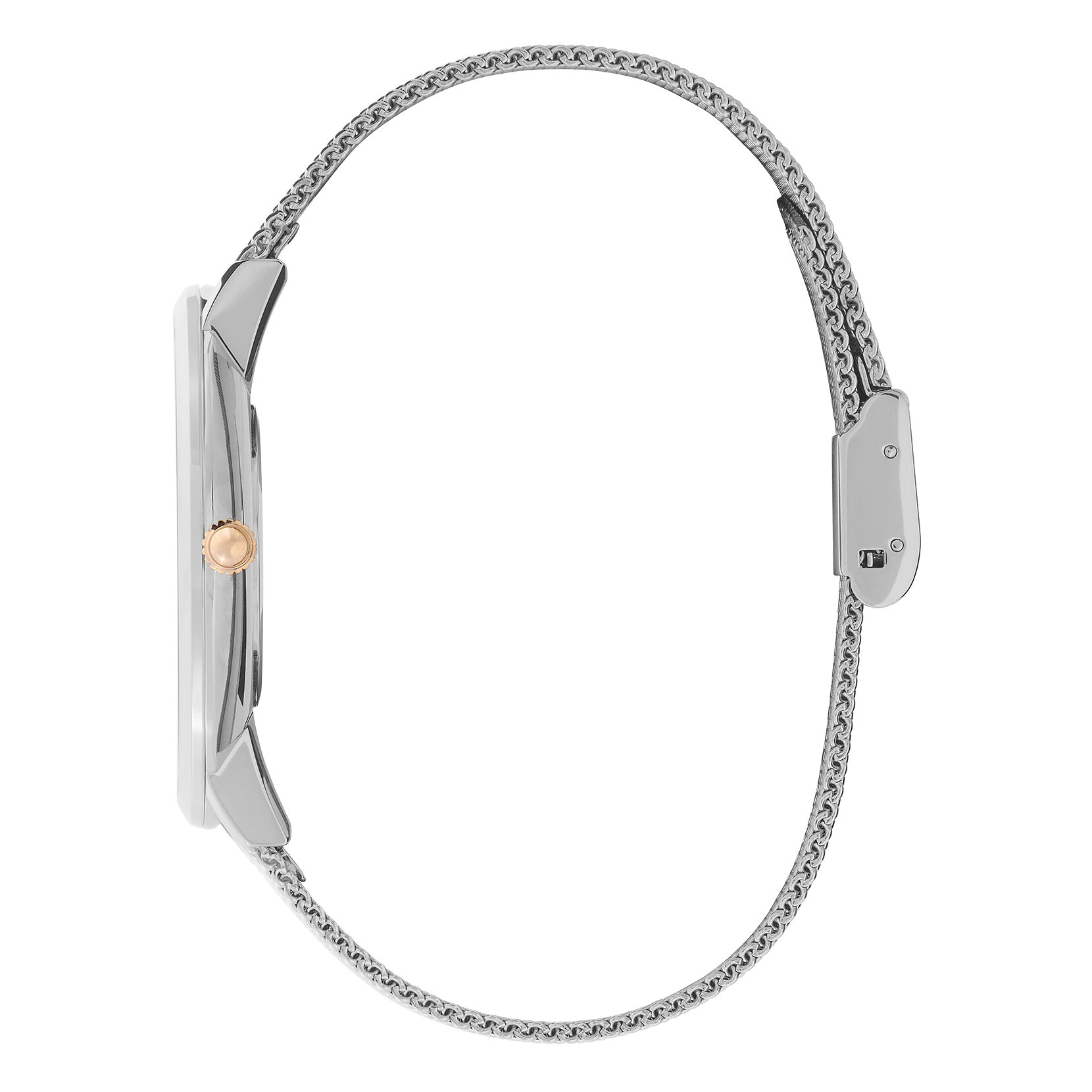 Montre ultra fine avec bracelet en maille milanaise Blanc métallisé et Argent 40 mm