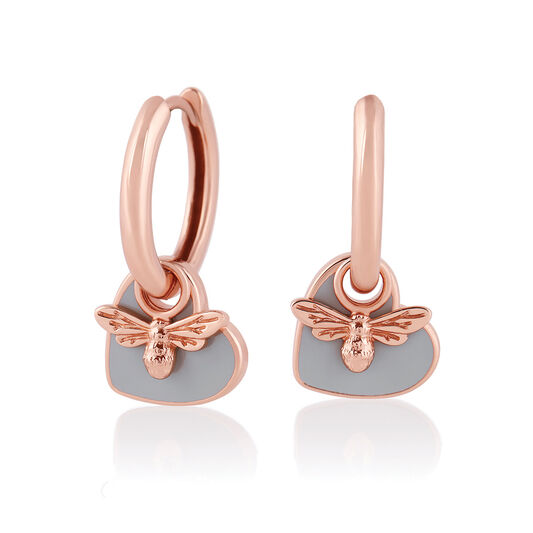 You Have My Heart Huggie Hoops Grey & Rose Gold