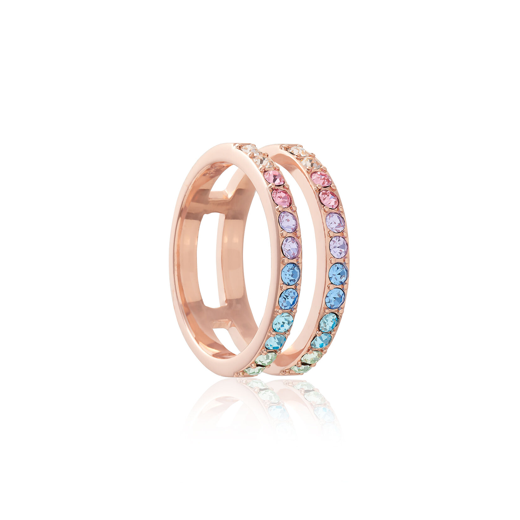 Rose Gold Rainbow Double Band Ring M