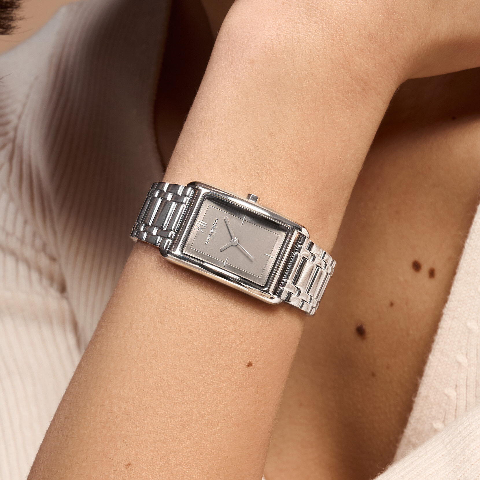 Bracelet de Montre Grove 23mm Gris tourterelle & Argent