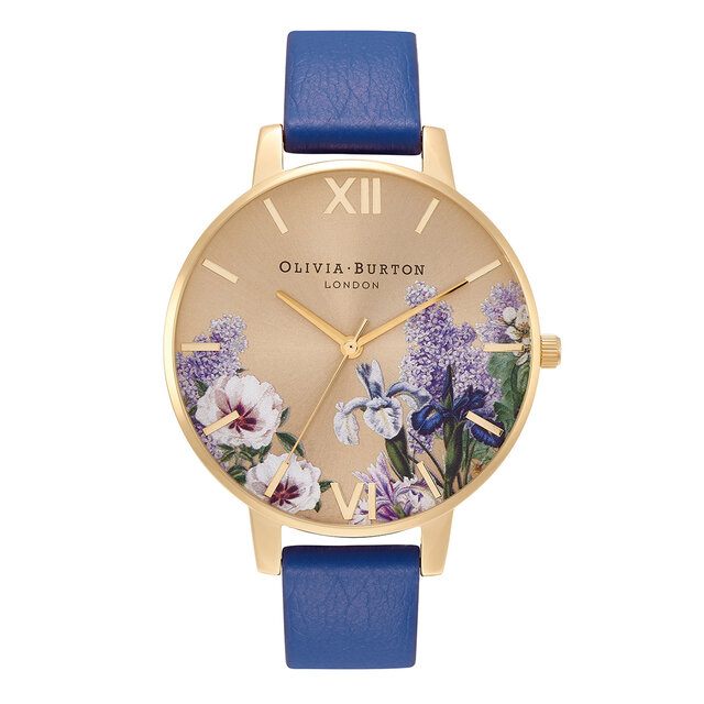 38mm Gold & Blue Eco Vegan Strap Watch