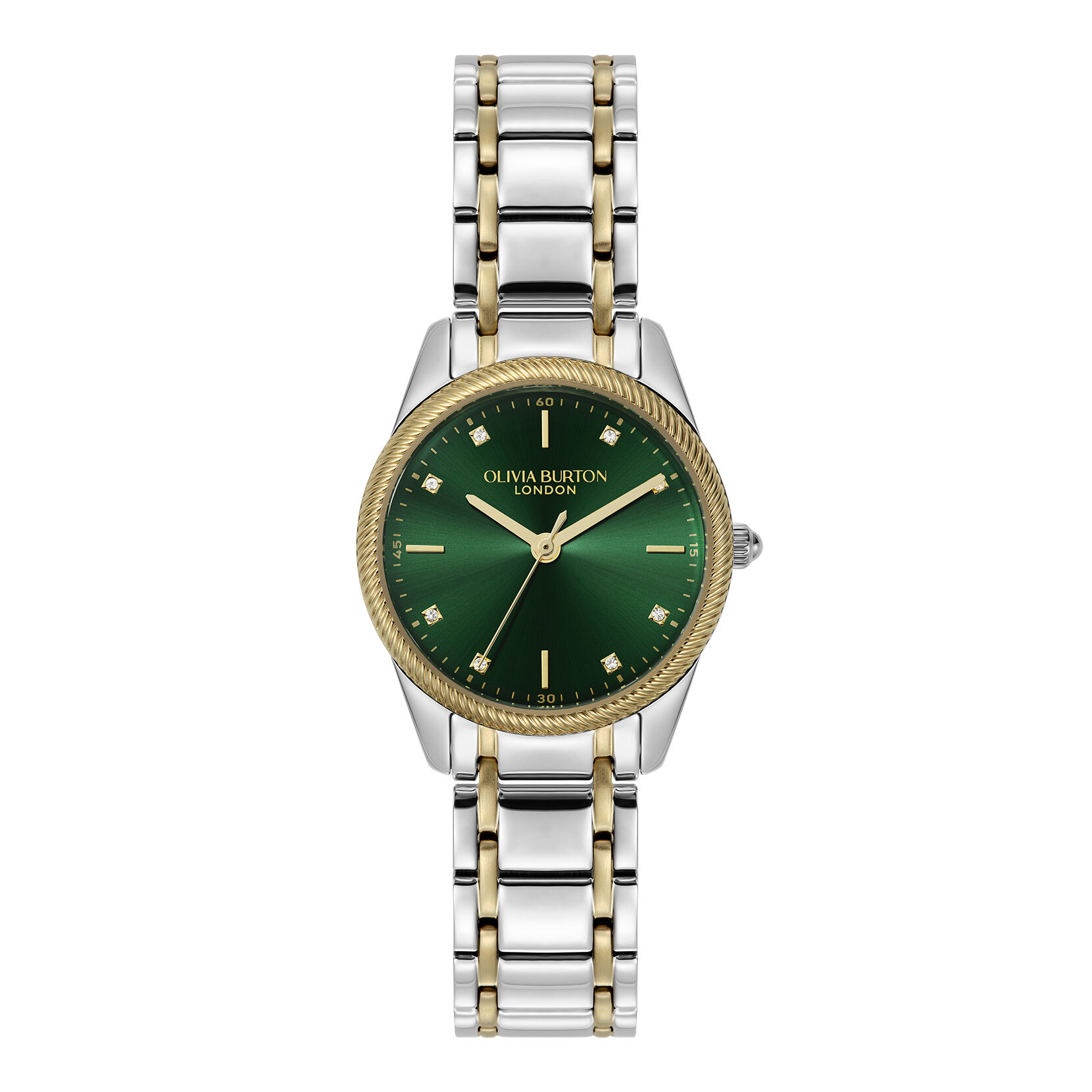 Sports Luxe 28mm Egerton Forest Green & Two Tone Bracelet Watch