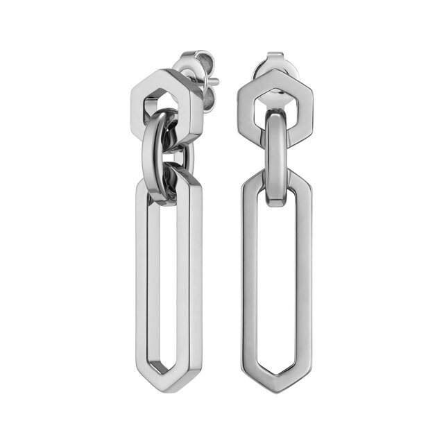 Boucles d'oreilles Pendantes Hex Link Argent