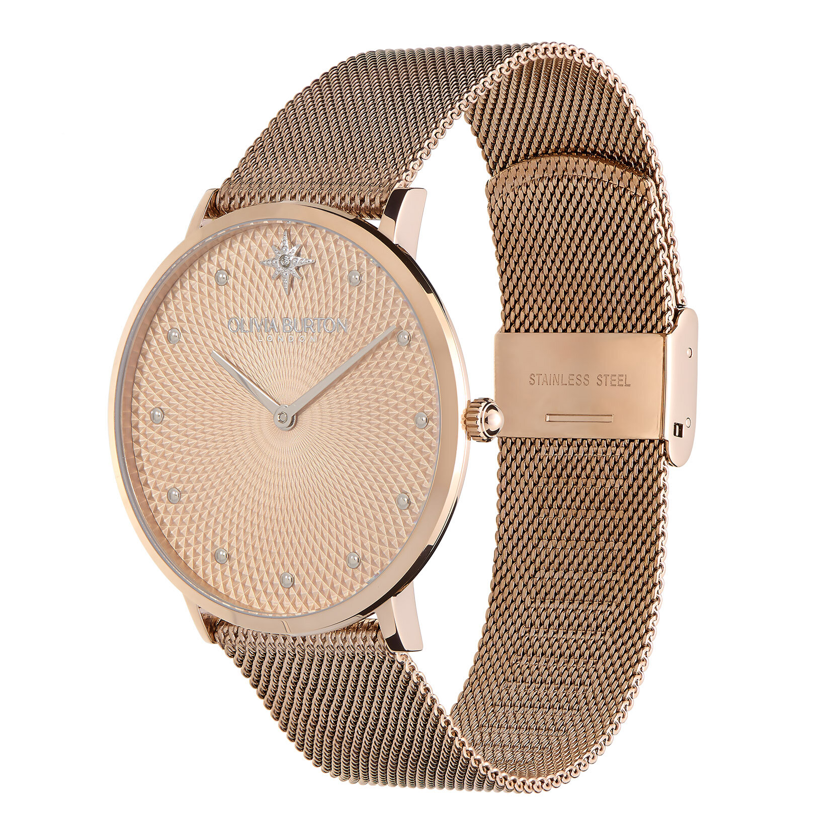 40mm Ultra Slim Silver & Carnation Gold Mesh Watch