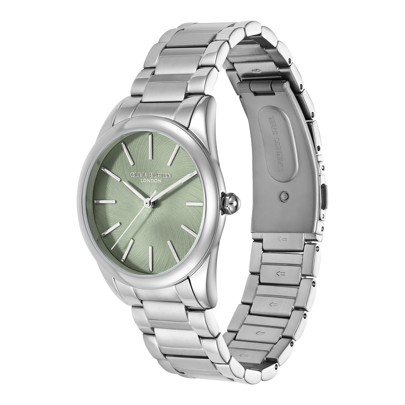 34mm Glowful Mint Green & Silver Bracelet Watch
