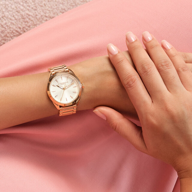 34mm Geo Ivory & Rose Gold Bracelet Watch