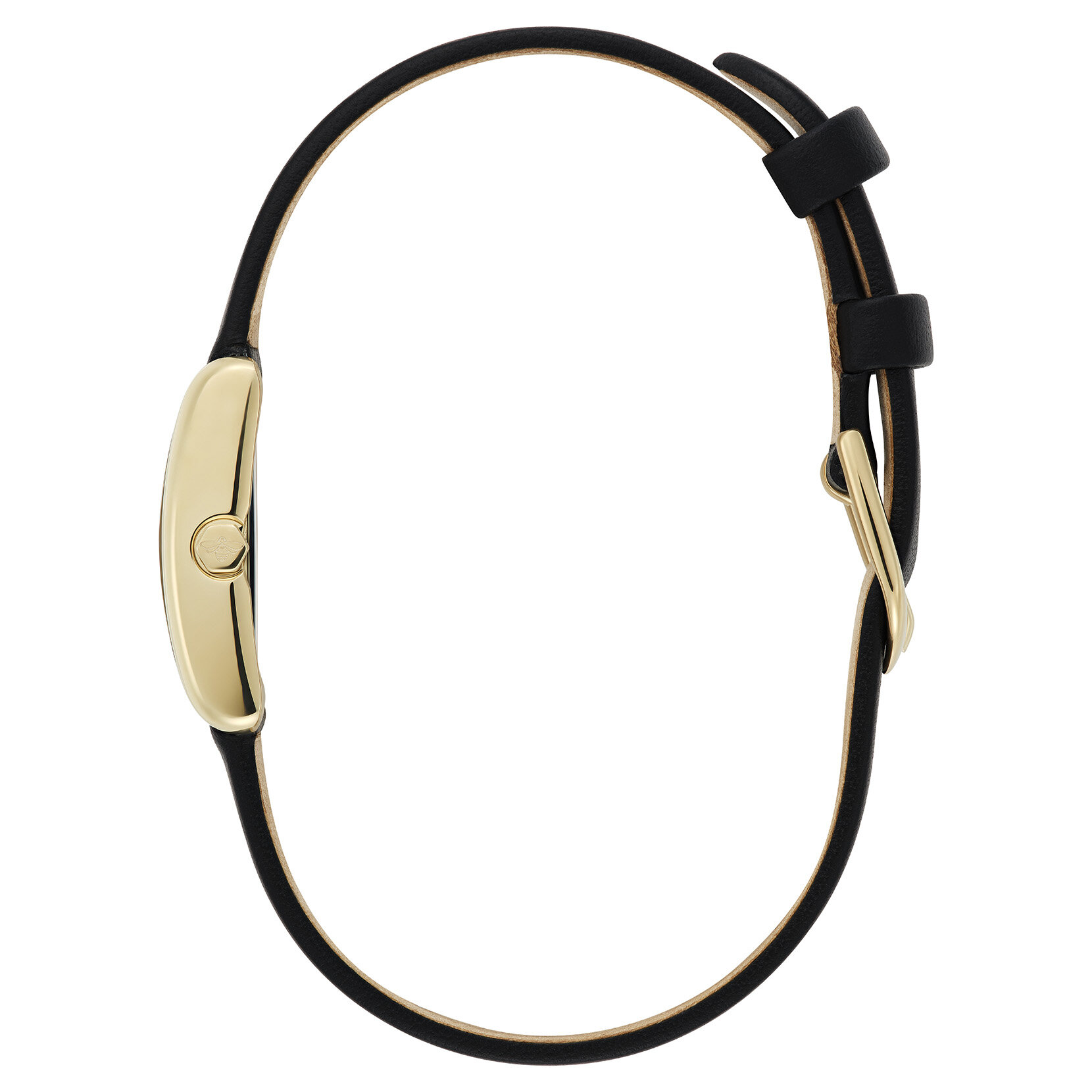 16mm Mini Grove Gold & Black Leather Strap Watch