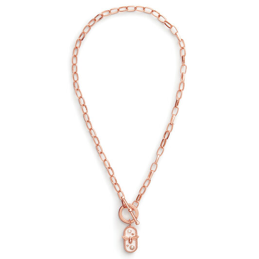 Lucky Bee White Enamel Bee Chain Necklace Rose Gold