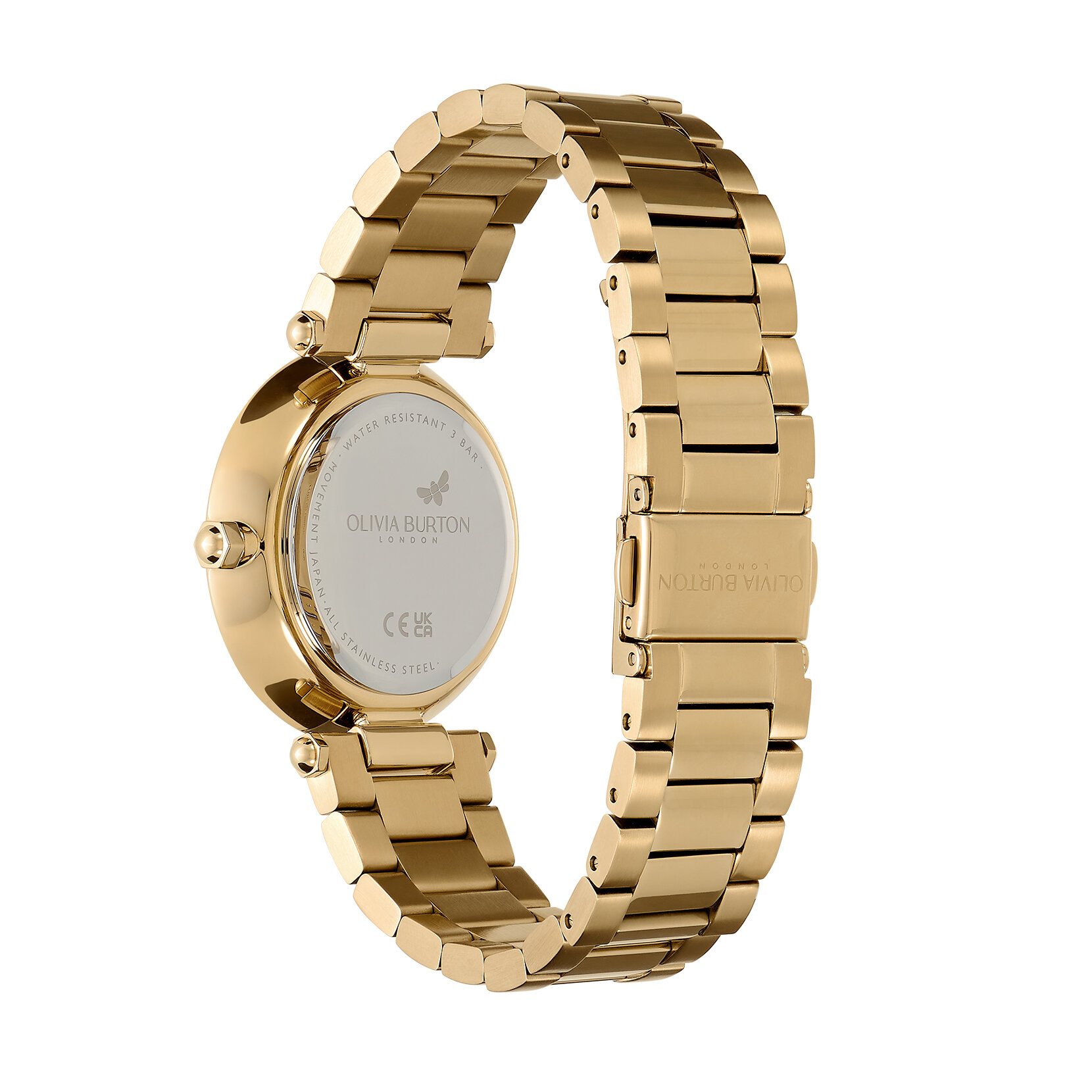 34mm Floral T-Bar Black & Gold Bracelet Watch