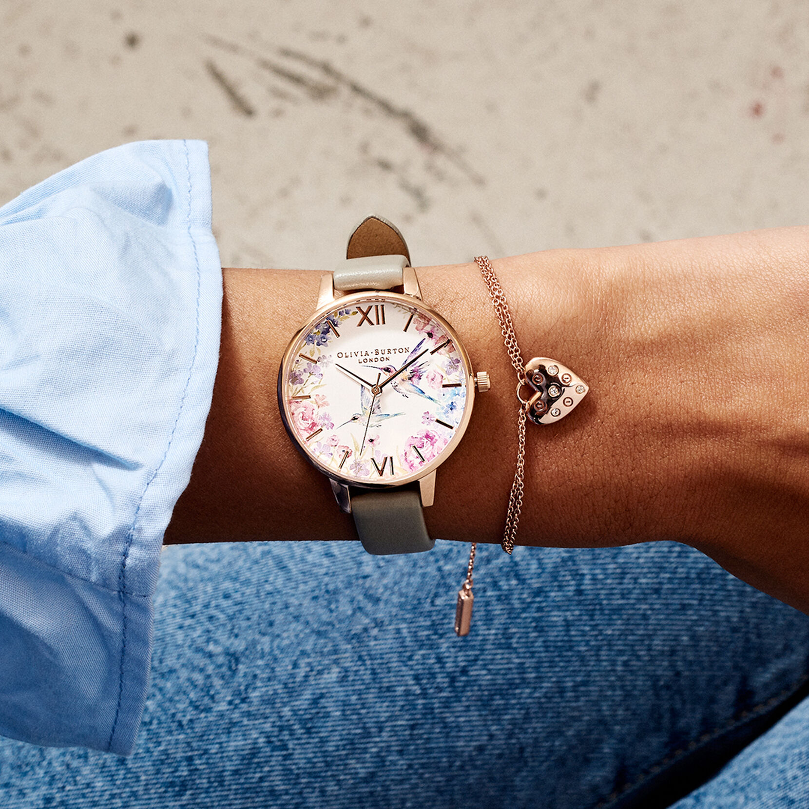 Demi Hummingbirds Grey & Rose Gold Watch