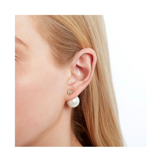 Under The Sea Pearl Back Gold Earrings