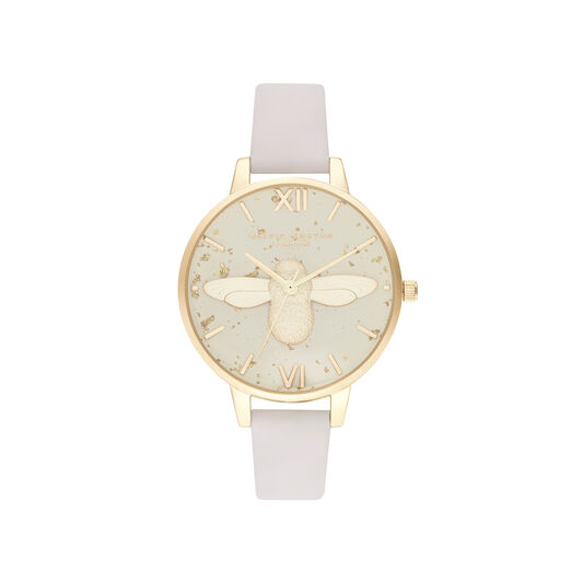 Celestial 3D Bee Pearl Pink & Gold Watch