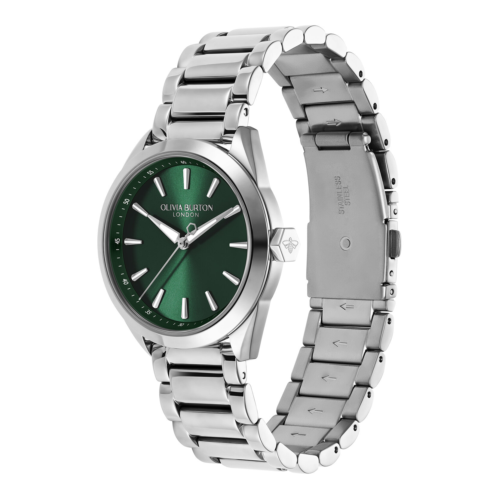 Montre Geo Vert Sapin & Bracelet Argenté 34mm